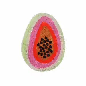 Farbenfroher Badteppich mit Papaya-Motiv, runder Komfort-Badematte für Badezimmer.