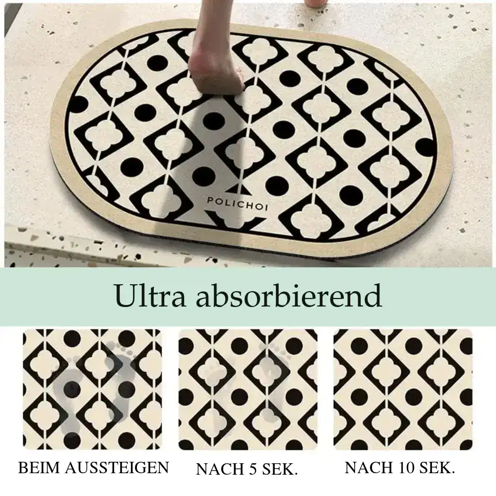 Ovaler Badteppich mit geometrischem Muster, ultra absorbierend.