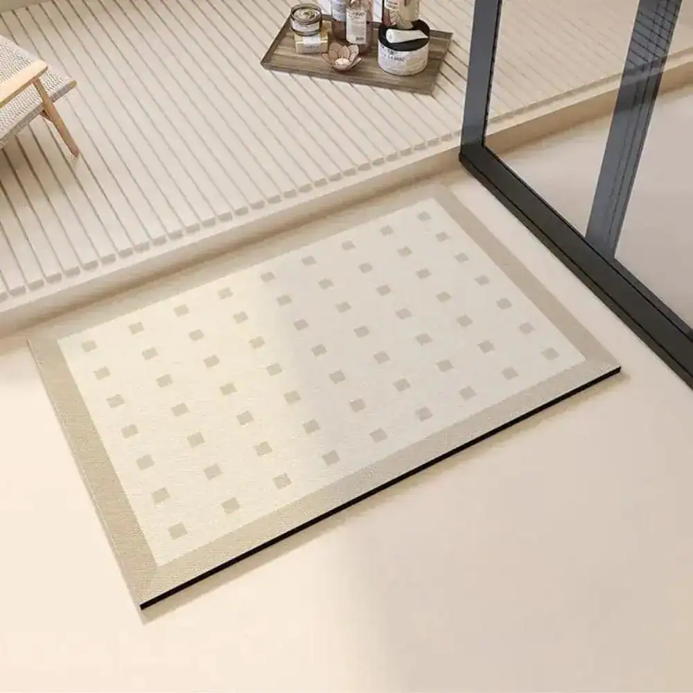 Badvorleger Design mit geometrischem Muster und schlichter Optik für moderne Badezimmer.