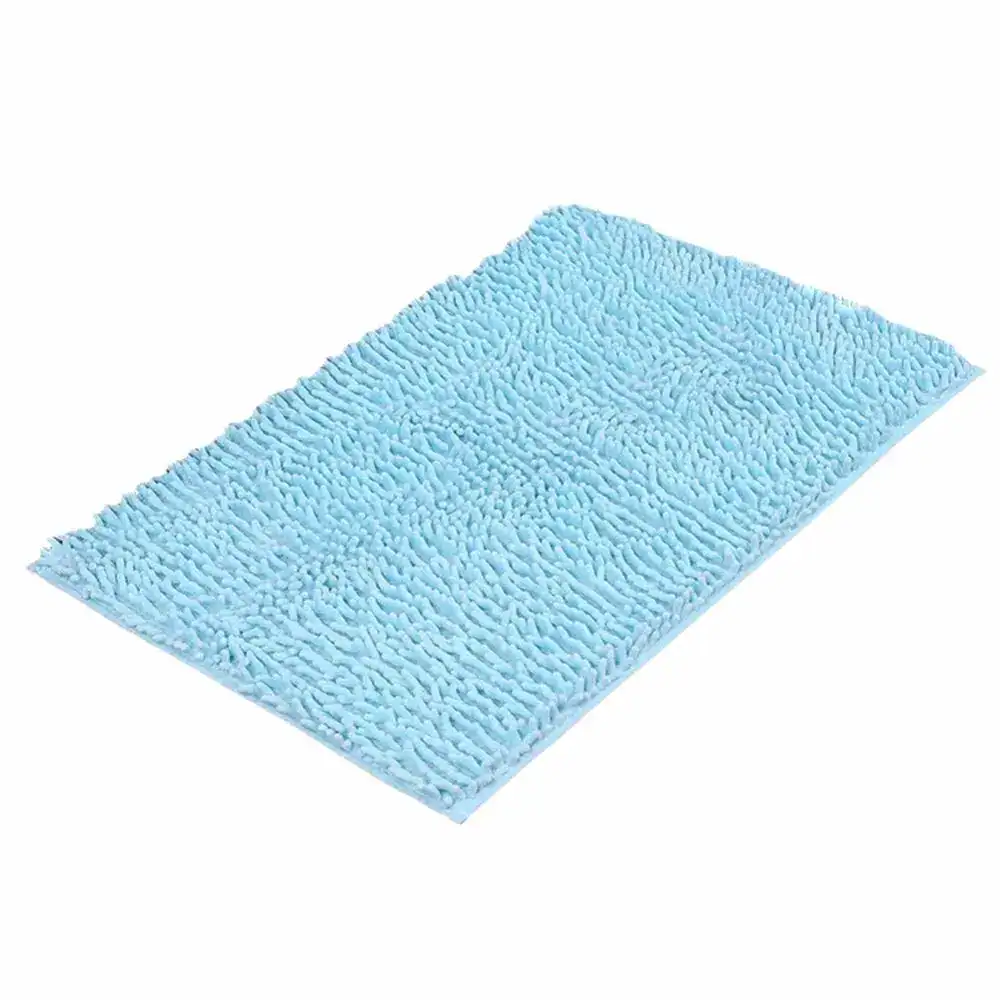 Blau Chenille Badematte mit weicher, flauschiger Oberfläche für Komfort und Trocknung.