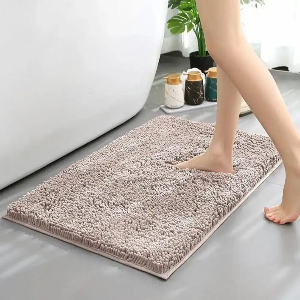 Chenille Badteppich Waschbar, weicher Fußbodenbezug für Badezimmer.