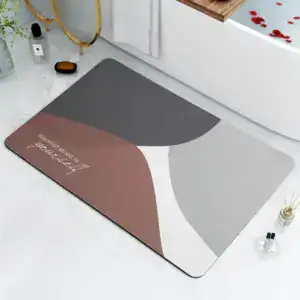 Design Badteppich mit modernem geometrischem Muster und Motiv 'YOU MUST BELIEVE IN yourself'.