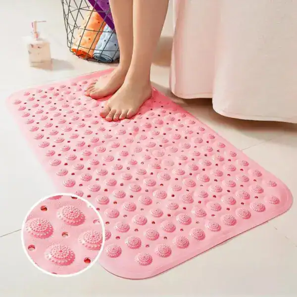 Pink Duschvorleger mit Massagepunkten und rutschfestem Design für Badezimmer.