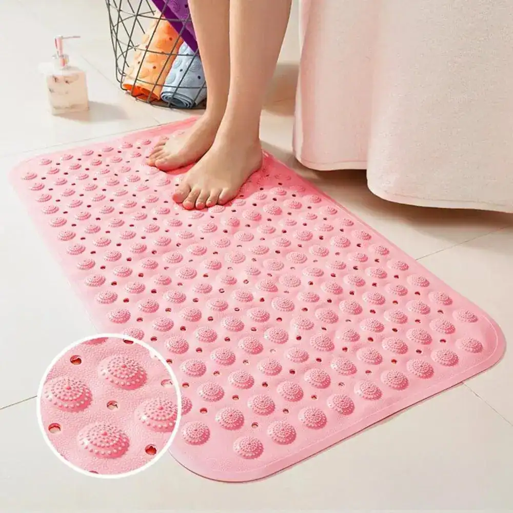 Pink Duschvorleger mit Massagepunkten und rutschfestem Design für Badezimmer.