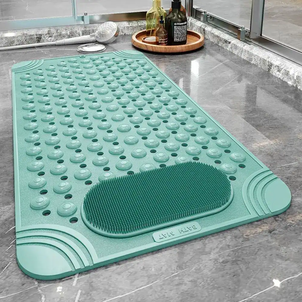 Rutschfester Duschvorleger mit Massagepunkten und Fußbürste für Bad und Dusche.