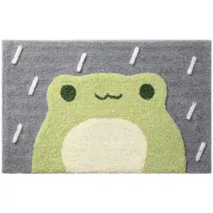 Frosch Badematte mit Regenmotiv, kinderfreundliches Design für Badezimmer.
