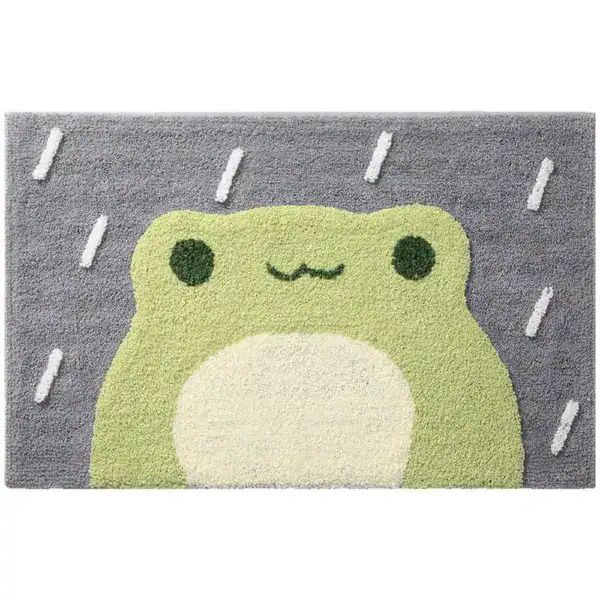 Frosch Badematte mit Regenmotiv, kinderfreundliches Design für Badezimmer.