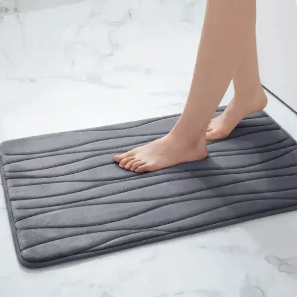 Grosser Badteppich mit Wellenmuster, Komfort Badematte für Badezimmer.