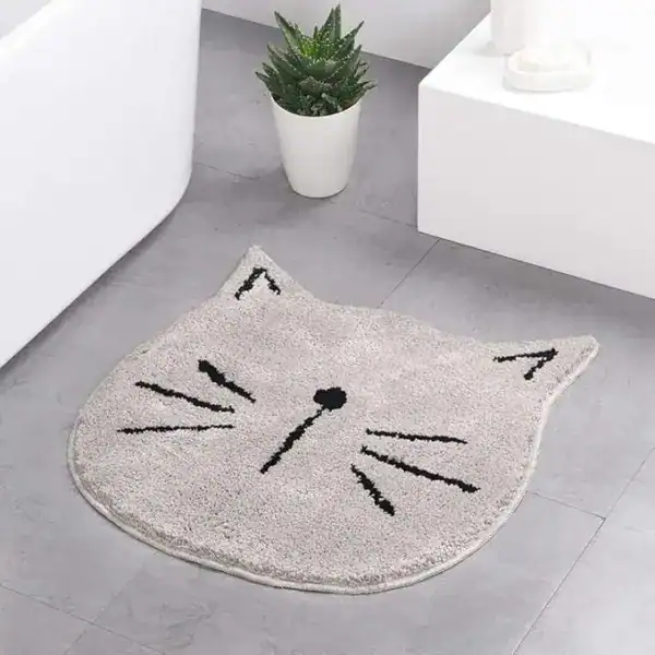 Katzen Badematte mit Katzenkopf-Design für Badezimmer, weich und rutschfest.