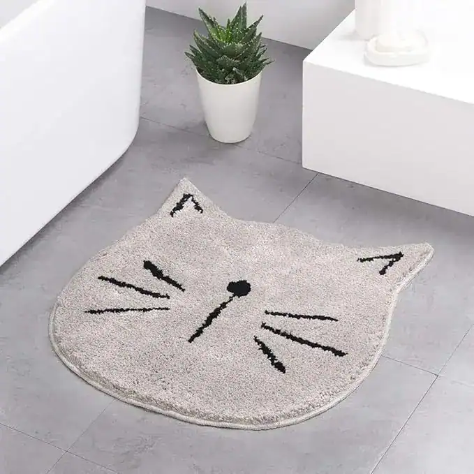 Katzen Badematte mit Katzenkopf-Design für Badezimmer, weich und rutschfest.