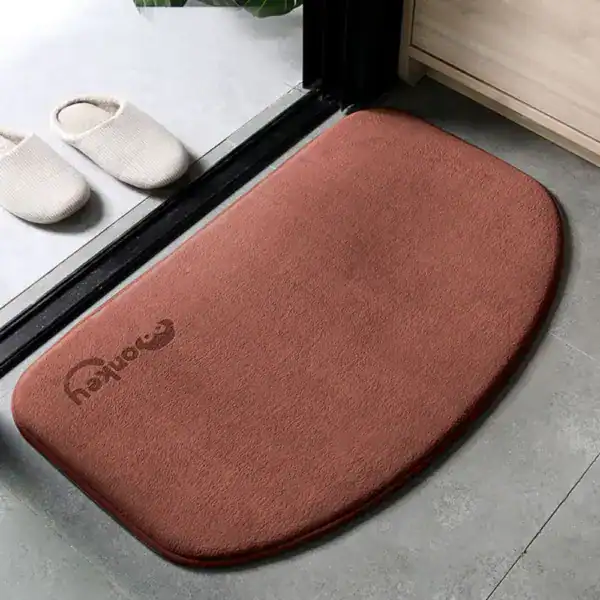 Mikrofaser Badematte in Terrakotta, runder Ecke, für Badezimmer und Dusche.