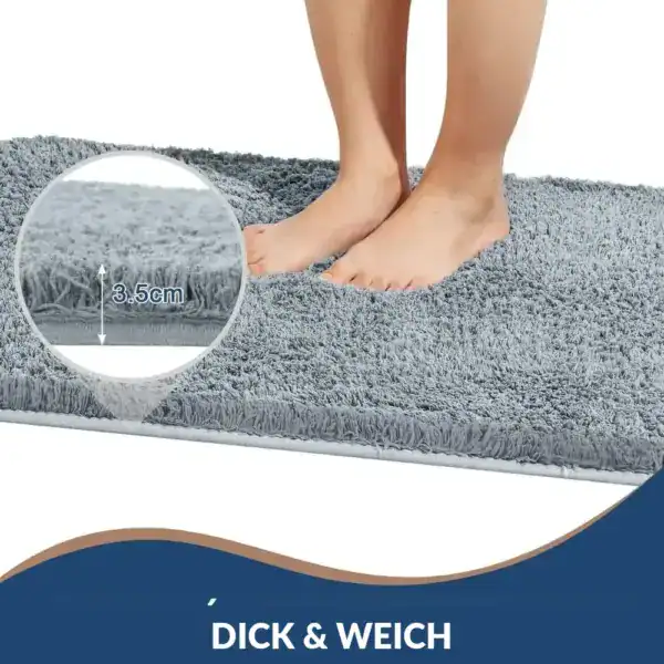 Mikrofaser Badteppich, 3,5 cm dick, weicher Fußbodenbelag für Badezimmer.