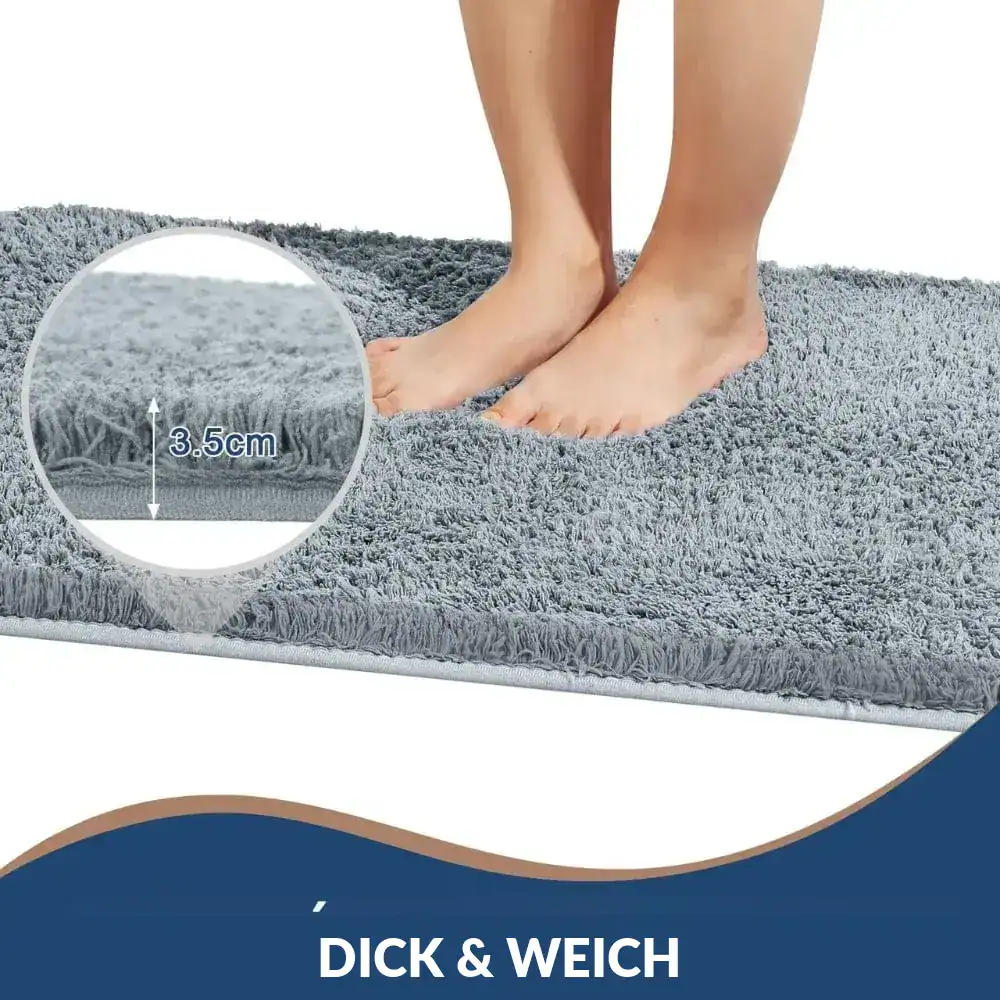 Mikrofaser Badteppich, 3,5 cm dick, weicher Fußbodenbelag für Badezimmer.