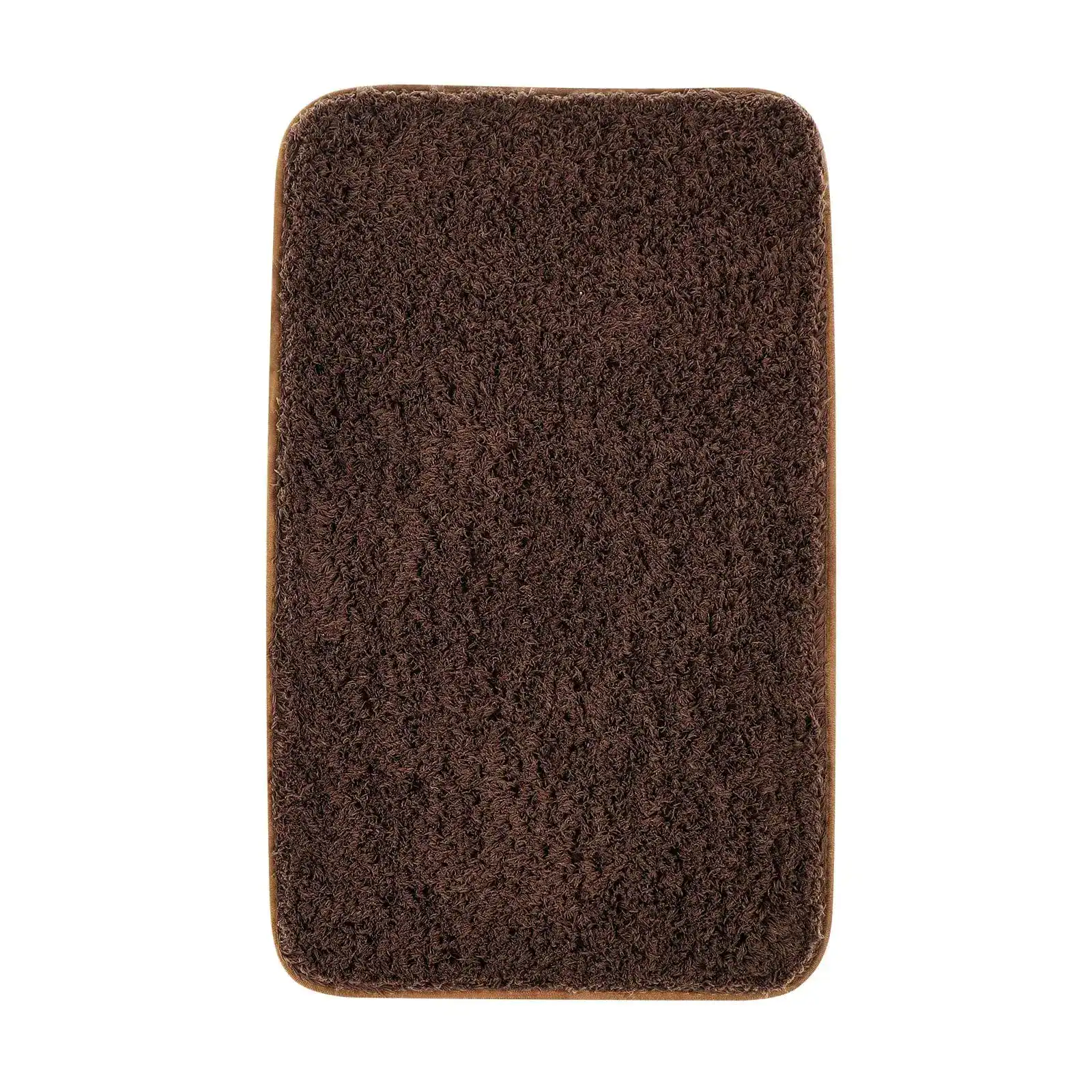 Mikrofaser Badteppich in dunkelbraun, weicher Textur und rechteckigem Design.