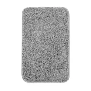 Mikrofaser Badteppich grau, weicher Textil-Teppich für Badezimmer.