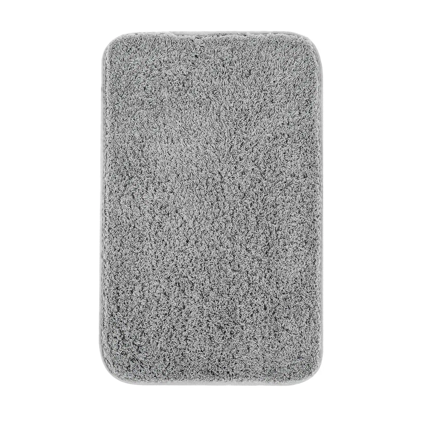 Mikrofaser Badteppich grau, weicher Textil-Teppich für Badezimmer.