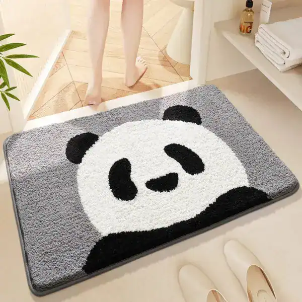 Panda Badezimmerteppich mit 3D-Optik, weicher Badematte für Kinder und Erwachsene.
