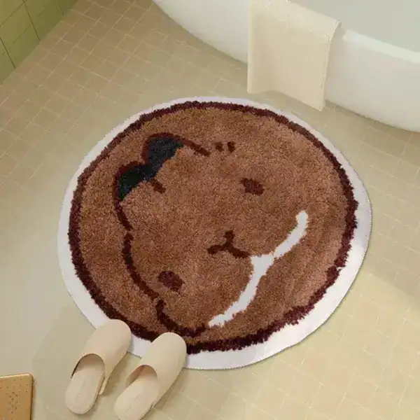 Runder Badteppich mit Cartoon-Motiv, weicher Hochflor, Badezimmer-Bezug.