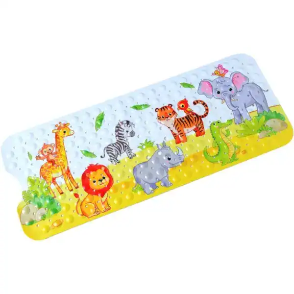 Rutschfeste Badematte Kinder mit Safari-Tieren, Anti-Rutsch-Design für Badezimmer.