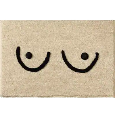 Stylische Badematte mit Augen-Motiv, bequem und modern für das Badezimmer.