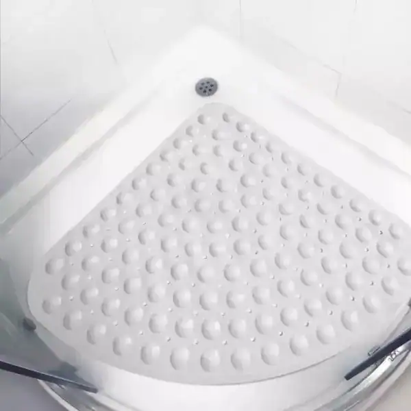 Viertelkreis Duschmatte mit rutschfesten Kugeln für Dusche, weiß, Anti-Rutsch-Badematte.