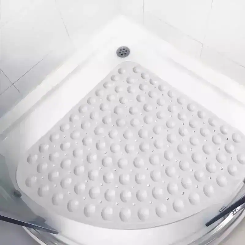 Viertelkreis Duschmatte mit rutschfesten Kugeln für Dusche, weiß, Anti-Rutsch-Badematte.