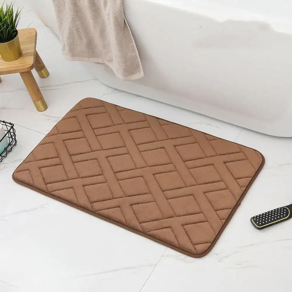 Weichschaum Badematte mit Quilt-Muster, braun, für Dusch- und Badewannenbereich.